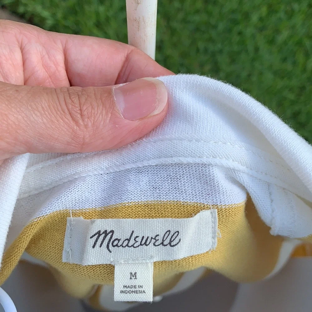 Madewell shirt, Stripes yellow mustard and ivory color. - Picture 4 of 5